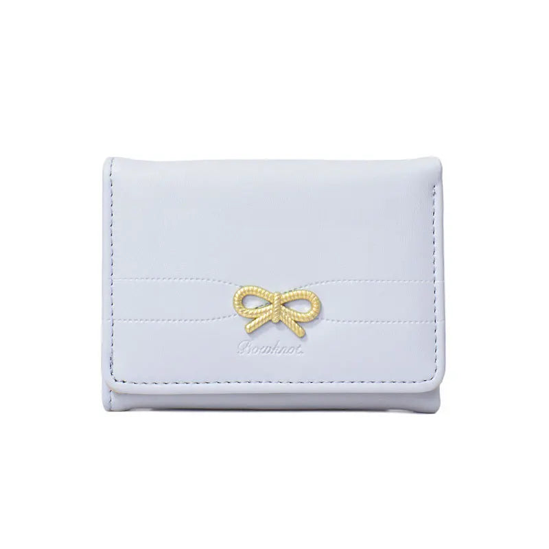 Women’s Wallet, Cute Bow Small Card Holder, Aesthetic Three-Fold Purse, Classic Coin Pouch, Student Friendly Design