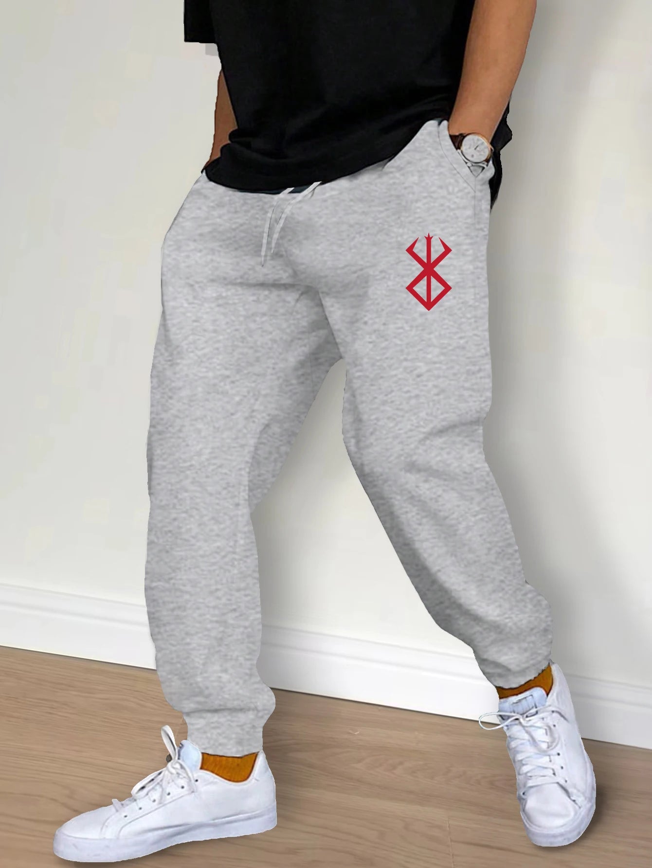 Men’s Casual Drawstring Joggers, Workout Running Gym Pants, Fitness Sports Streetwear Trousers