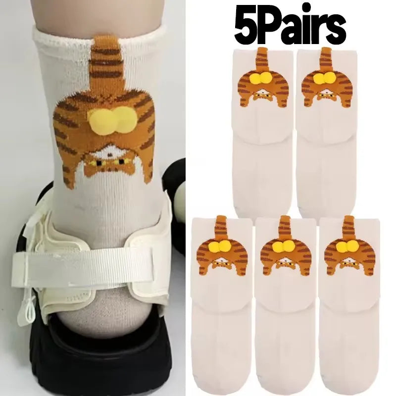 3D Cute Cat Socks Black/White Funny Cat Cotton Socks Breathable Soft Girl Women Novelty Stocking Kawaii Gift Sock Set