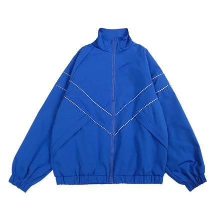 Men’s Oversized Streetwear Jacket, Autumn Windbreaker, Loose Zippered Coat, Trendy Casual Fashion