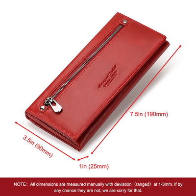 Fashion Wallet for Women Top Layer Leather Ladies Long Cell Phone Handbag