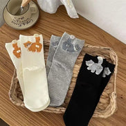 3D Cute Cat Socks Black/White Funny Cat Cotton Socks Breathable Soft Girl Women Novelty Stocking Kawaii Gift Sock Set