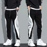 Men’s Sports Pants, Spring Autumn Loose-Fitting Leggings, Patchwork Running & Training Casual Pants, Fashion Outfit Trousers