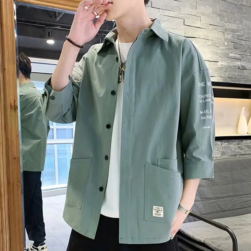 Men’s Shirts, Fashionable Streetwear, Japanese Harajuku & Korean Summer Design, All-Match Teens College Unisex Clothes