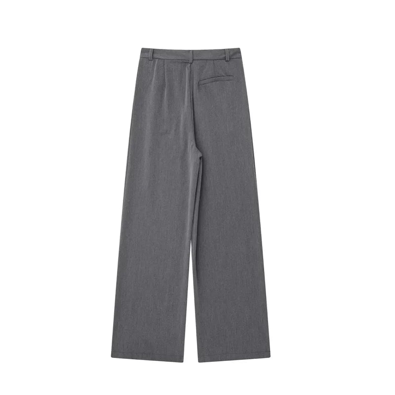 MUJER 2025 Women’s Pants, Beige Grey Black Wide Leg, High Waist Baggy Pants, Women’s Fashion Summer Office Trousers
