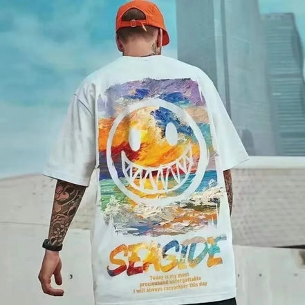 Summer Fashion T-Shirt, Retro American Style, Vibrant, Relaxed, Comfortable Fit