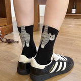 3D Cute Cat Socks Black/White Funny Cat Cotton Socks Breathable Soft Girl Women Novelty Stocking Kawaii Gift Sock Set