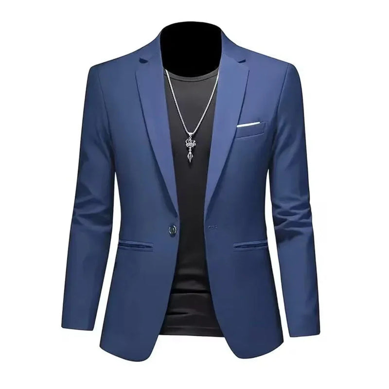 Men’s Trendy Leisure Boutique Suit Jacket, Autumn Casual Business Blazer, Slim Fit Non-Iron Single Button Formal Shirt