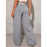 Women’s Fashion Pants, High-Waist Webbing Loose Wide Leg Pants, Solid Colour Casual Female Pants, Autumn Daily Wear