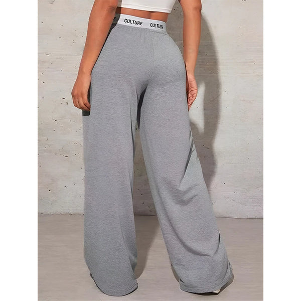 Women’s Fashion Pants, High-Waist Webbing Loose Wide Leg Pants, Solid Colour Casual Female Pants, Autumn Daily Wear