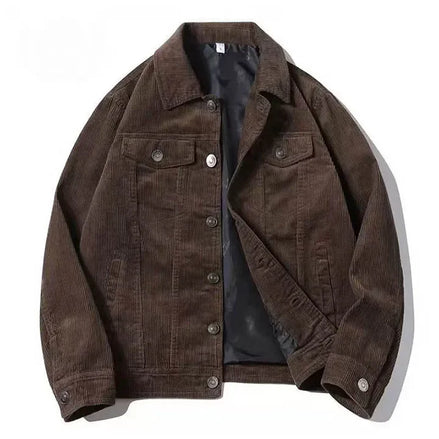 Men’s Corduroy Jacket, Thin Spring-Autumn Coat, Casual Vintage Loose Fit, Plus Size Outerwear