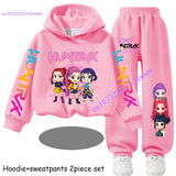 Kid Cloth KPop Demon Hunters Children's Hoodie Set with Boys' Casual Sports Shirt and Two Tone Girls' Soft and Comfortable Pants