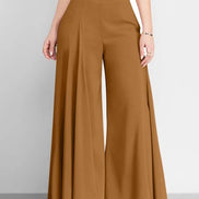Women’s High Waist Wide Leg Pants – Elegant Casual Office Wear, Solid Loose Long Trousers