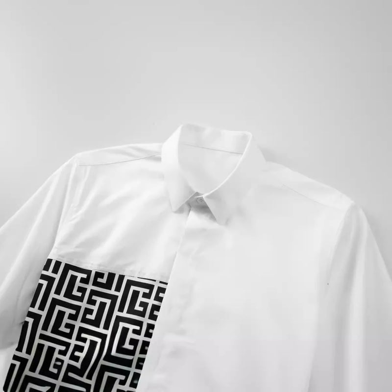 Fashion Geometric Printed Shirts Men’s Long Sleeve Luxury Social Shirt Slim Fit Banquet Party Business Dress Shirts Men Clothing