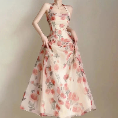 Women’s Long Summer Dress – Elegant French Party Style, Versatile Beach Evening Fashion 2025