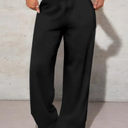 Women’s High-Waist Wide Leg Pants – Casual Solid Color Autumn Daily Wear