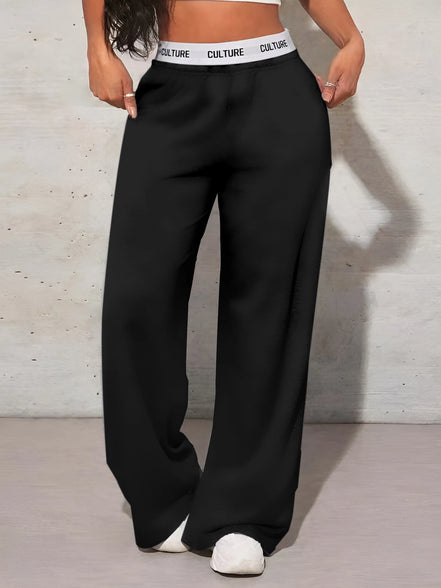 Women’s High-Waist Wide Leg Pants – Casual Solid Color Autumn Daily Wear
