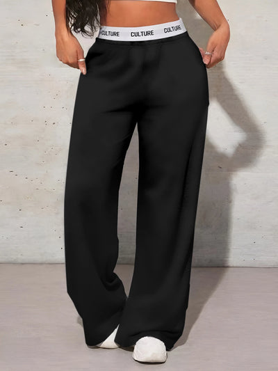 Women’s High-Waist Wide Leg Pants – Casual Solid Color Autumn Daily Wear