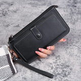 Women’s Fashion Wallet, Simple Zipper Purse, Long Section Clutch, Soft PU Leather Money Bag in Black, White, Gray, Red