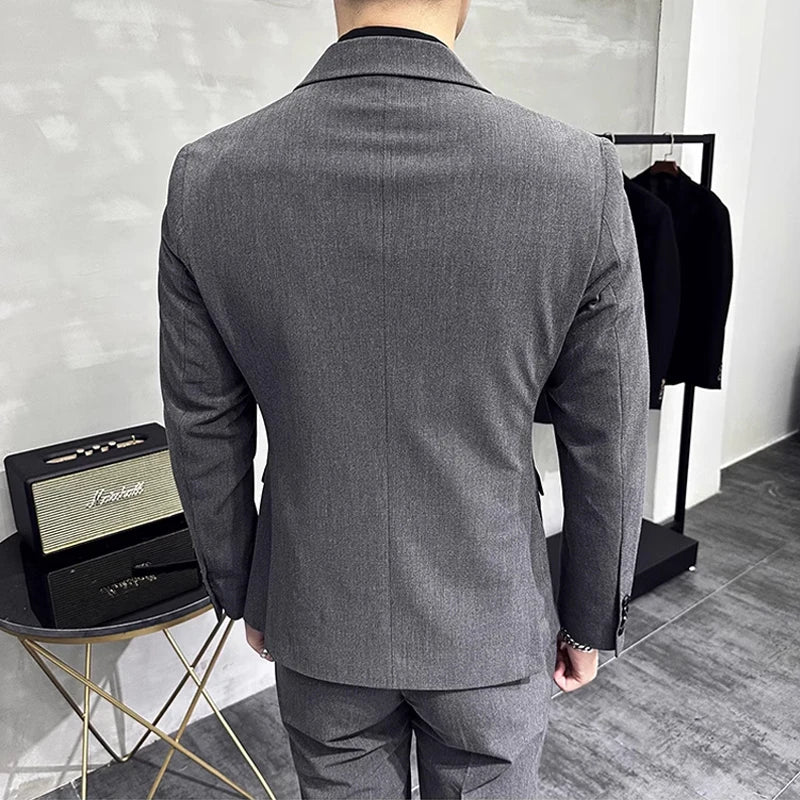 Men’s Wedding Suit – Double-Breasted Blazer & Pants, Formal Business Office Fashion Outfit