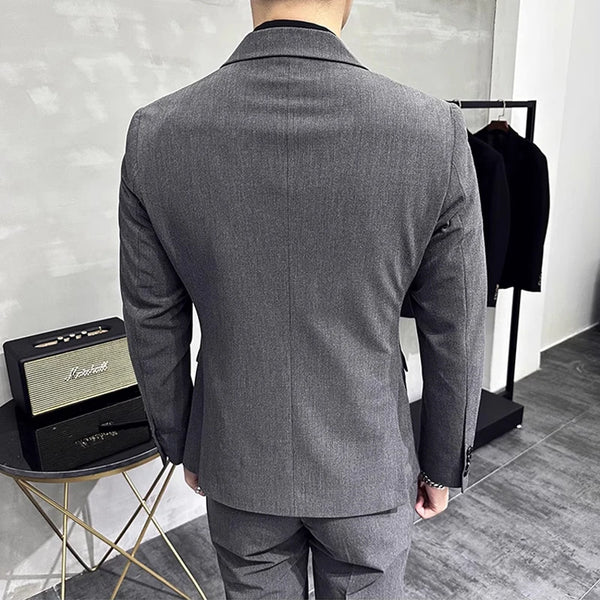 Jackets + Pants / Groom’s Wedding Suit, Men’s Double-Breasted Blazer with Trousers, Formal Business Office Fashion Outfit