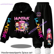 Kid Cloth KPop Demon Hunters Children's Hoodie Set with Boys' Casual Sports Shirt and Two Tone Girls' Soft and Comfortable Pants