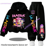 Kid Cloth KPop Demon Hunters Children's Hoodie Set with Boys' Casual Sports Shirt and Two Tone Girls' Soft and Comfortable Pants