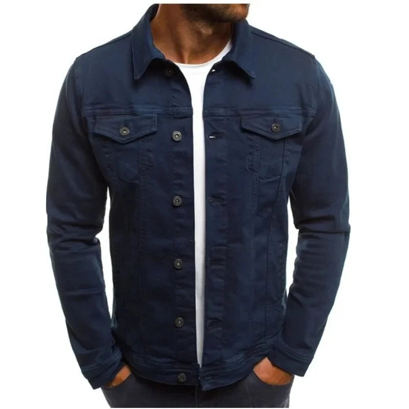 Men’s Hip-Hop Denim Jacket, Streetwear Slim Cotton Jeans Coat, Cowboy Style Brand