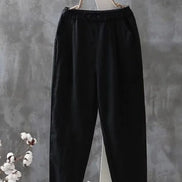 Women’s Elegant High-Waist Pants – Cotton Linen, Casual Loose Fit Long Trousers