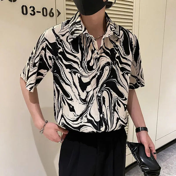 Fashionable Brand Casual Design Short-Sleeved Floral Shirt, Men’s Summer New Fashionable Shirt