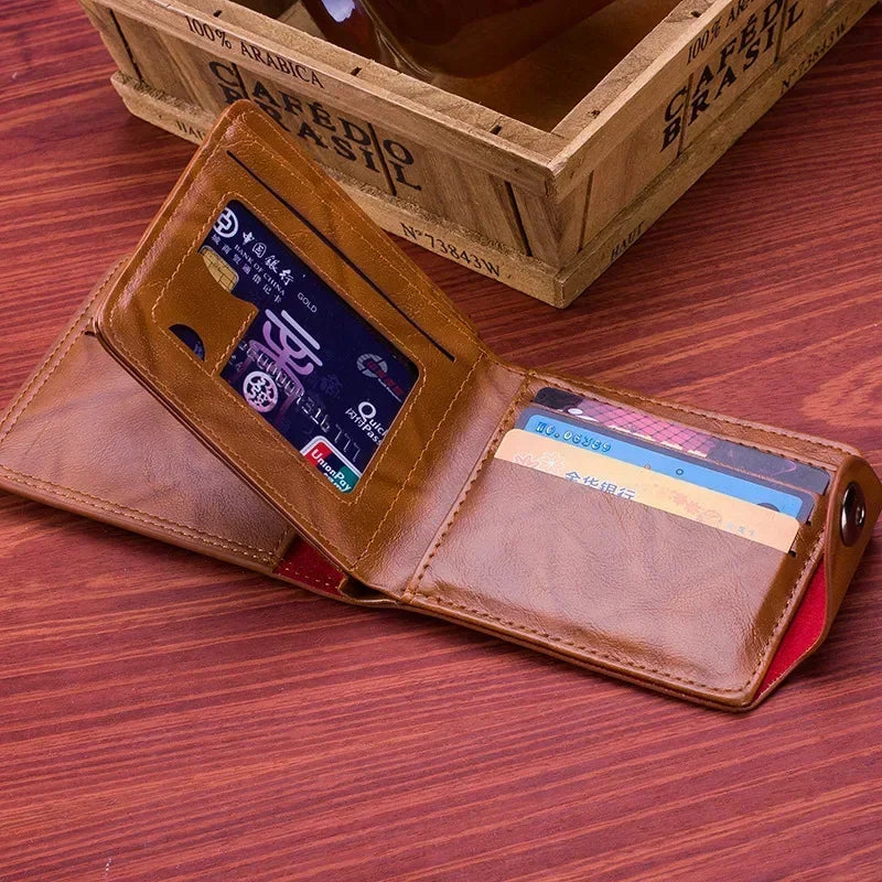 Men’s Fashion Wallet, Leather Photo Card Holder with 100 Dollar Pattern
