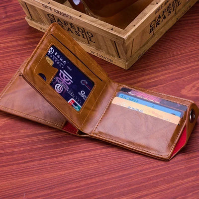 Men’s Fashion Wallet, Leather Photo Card Holder with 100 Dollar Pattern