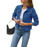 Women’s Denim Jacket, Fashion Casual Long Sleeve Lapel, Solid Button-Down, Slim Fit Jean Jacket, Fall Winter Coat