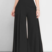 Women’s High Waist Wide Leg Pants – Elegant Casual Office Wear, Solid Loose Long Trousers