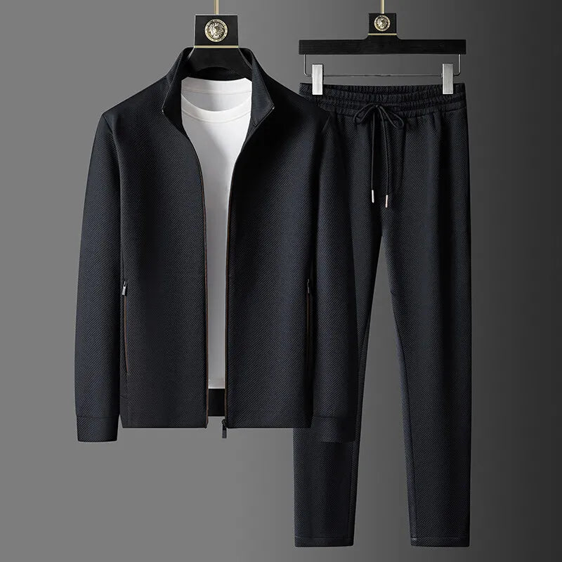Men’s Jacket and Trousers Set, Spring Fashion Casual Long Sleeve Coat, Stylish Two-Piece Outfit, Sizes M–5XL