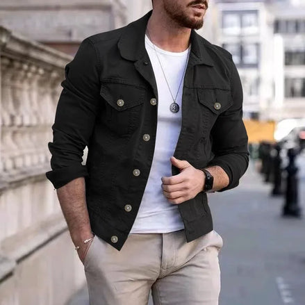 Hip-Hop Men’s Denim Jacket, Streetwear Slim Cotton Jeans Coat, Casual Cowboy Jacket