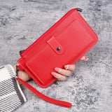 Women’s Fashion Wallet, Simple Zipper Purse, Long Section Clutch, Soft PU Leather Money Bag in Black, White, Gray, Red