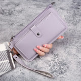 Women’s Fashion Wallet, Simple Zipper Purse, Long Section Clutch, Soft PU Leather Money Bag in Black, White, Gray, Red