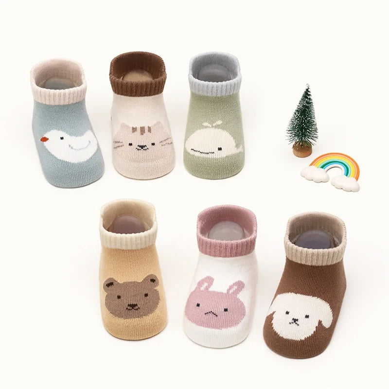 Kids Floor Socks For Girls Boys Spring Autumn Cotton Cartoon Toddler Anti-slip Socks For Children Casual Baby Child Home Sock