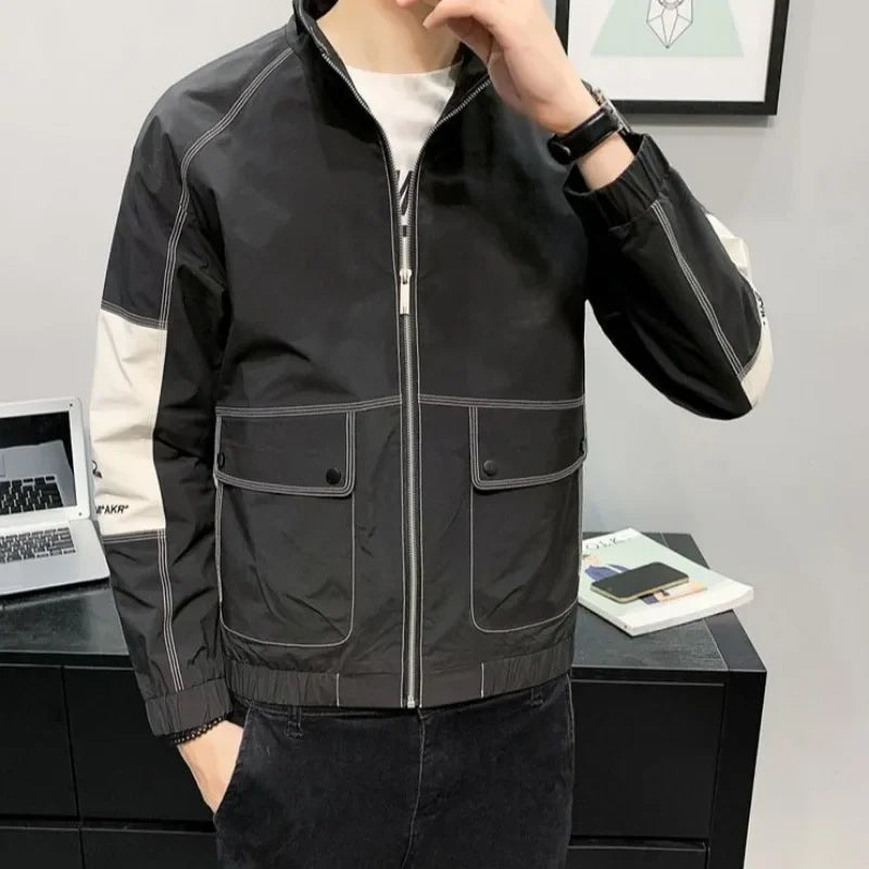 Men’s Trendy Coat, Spring Autumn Aesthetic High-Quality Vintage Jacket, Casual Fashion Outerwear, Stylish Comfortable Clothing