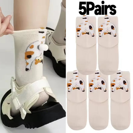 3D Cute Cat Socks Black/White Funny Cat Cotton Socks Breathable Soft Girl Women Novelty Stocking Kawaii Gift Sock Set