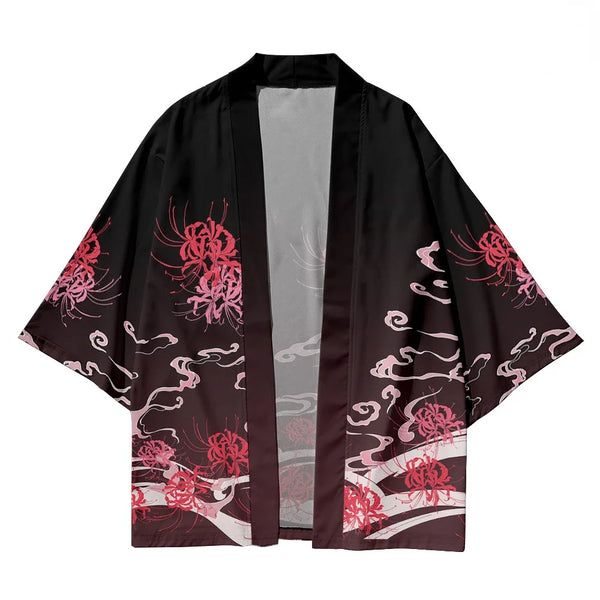 Men’s and Women’s Traditional Clothing, Casual Kimono, Black Skeleton Print, Ruth Design, Beach Streetwear, Samurai Style Outfit