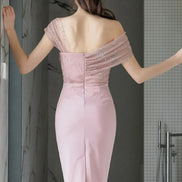 Women’s Sparkly Sequin Evening Dress – Elegant Off-Shoulder Backless Midi Party Prom Vestido