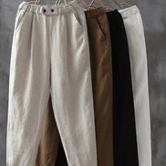 Women’s Elegant High-Waist Pants – Cotton Linen, Casual Loose Fit Long Trousers