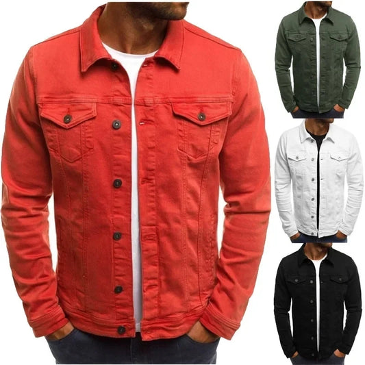Men’s Hip-Hop Denim Jacket, Streetwear Slim Cotton Jeans Coat, Cowboy Style Brand