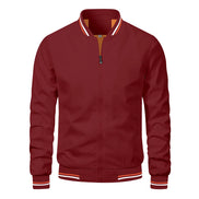 Men’s Autumn Jacket, Casual Solid Baseball Style, Trendy Bomber Outerwear for Men