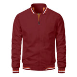 Men’s Autumn Jacket, Fashion Solid Color Casual Baseball Style, Bomber Jacket Outerwear, Trendy Clothing for Men