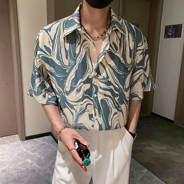 Fashionable Brand Casual Design Short-Sleeved Floral Shirt, Men’s Summer New Fashionable Shirt