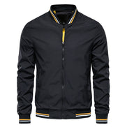 Men’s Autumn Jacket, Casual Solid Baseball Style, Trendy Bomber Outerwear for Men