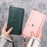 Women’s Fashion Wallet, Simple Zipper Purse, Long Section Clutch, Soft PU Leather Money Bag in Black, White, Gray, Red